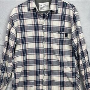 Men's Plaid Shirt in Blue and White